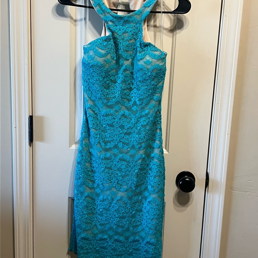 Emerald Sundae Blue Sheath Cocktail Dress